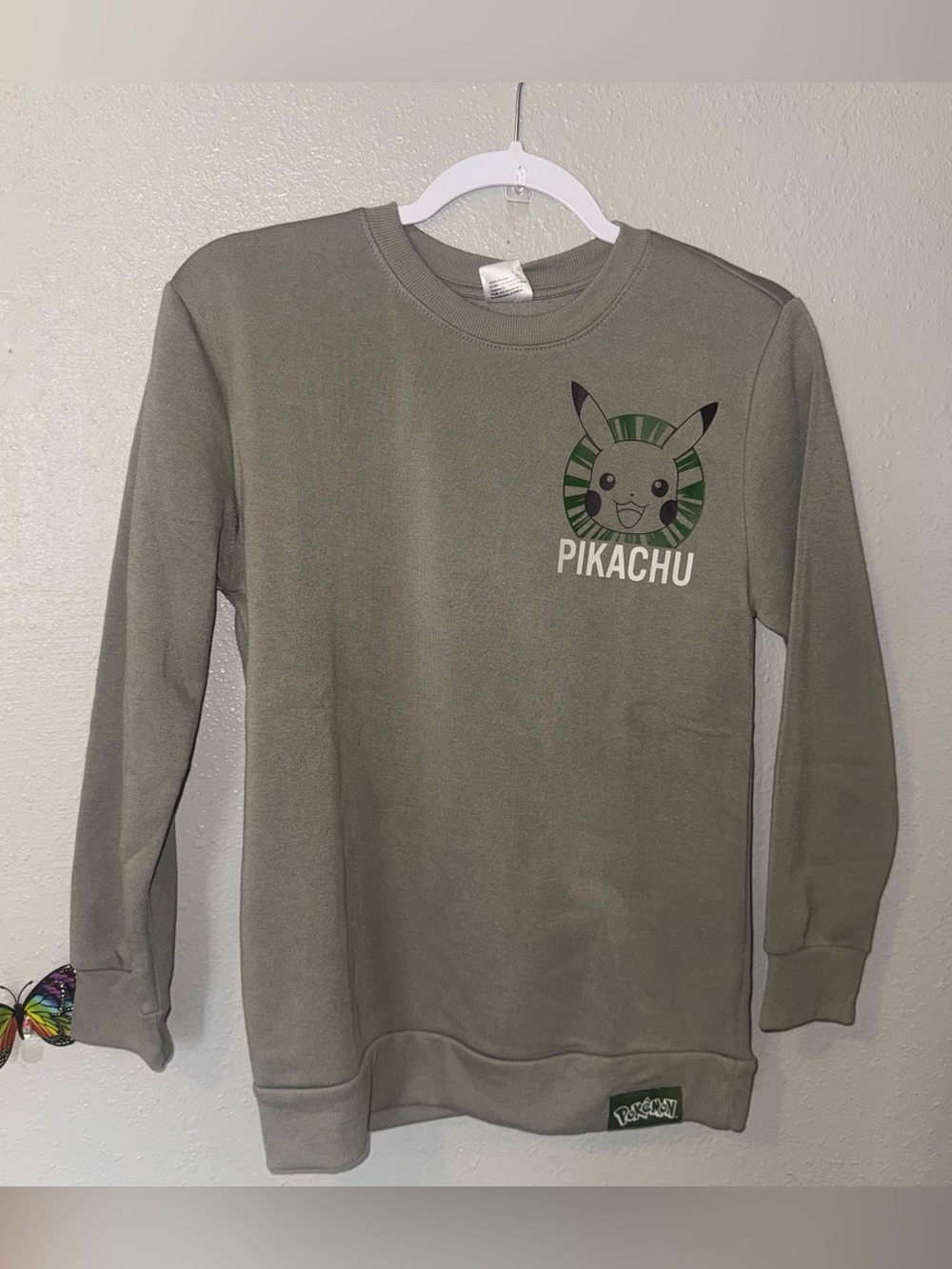 Boys' Pokemon Pikachu Graphic Fleece Crewneck Sweatshirt | Moss Green XL
